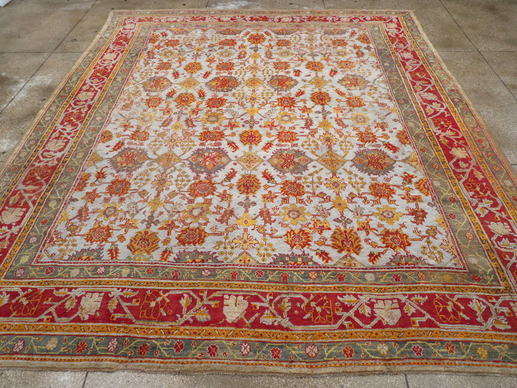 Antique Turkish Oushak Carpet, No.29519 - Staging