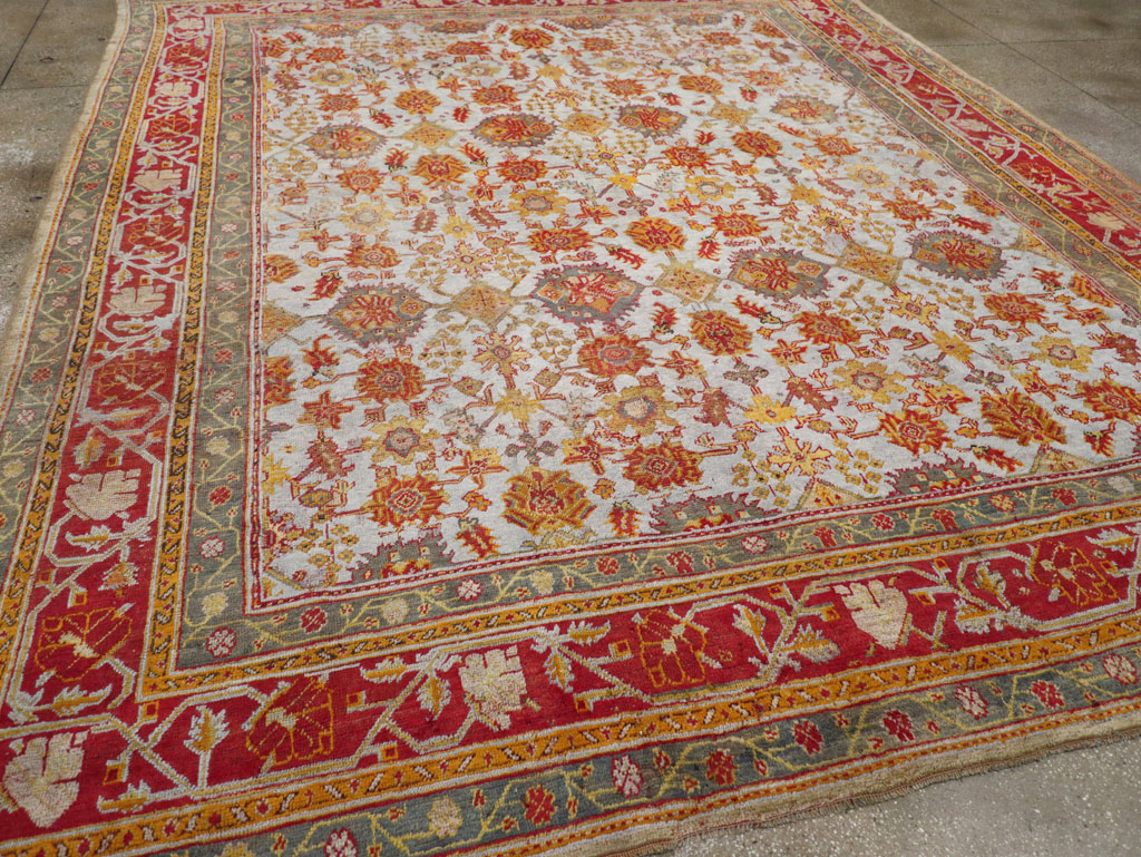 Antique Turkish Oushak Carpet, No.29519 - Staging