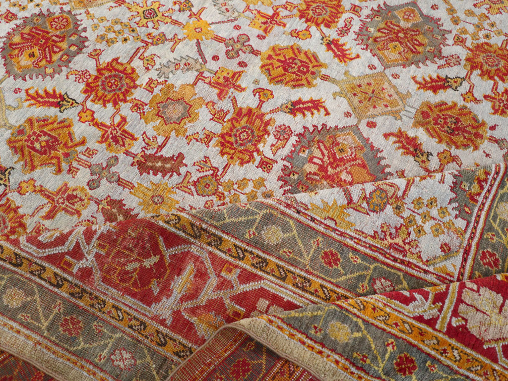 Antique Turkish Oushak Carpet, No.29519 - Staging