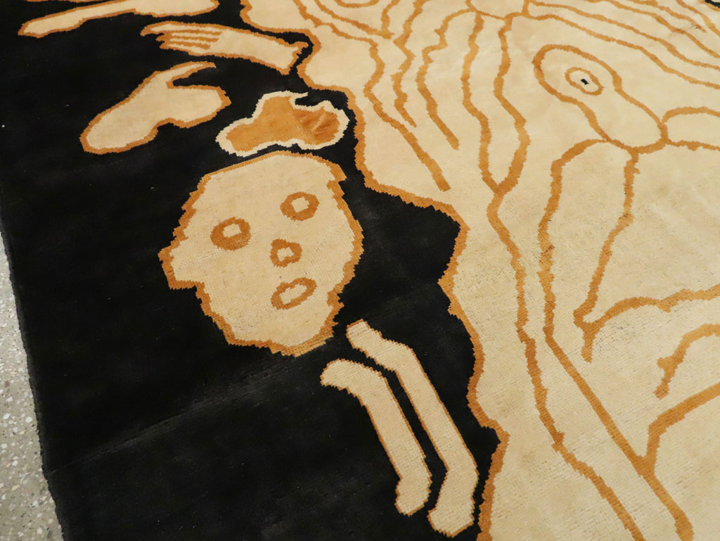 Tibetan Inspired Modern Buddhist Tantric Skeleton Ritual Rug, No.29523 - Staging