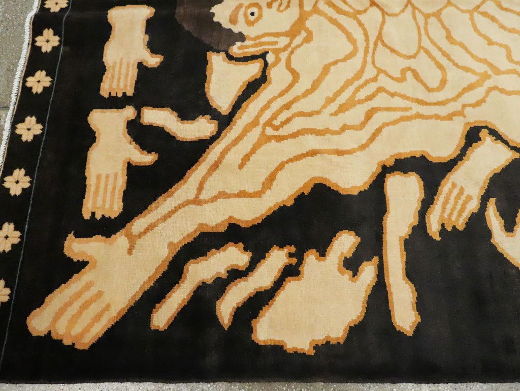 Tibetan Inspired Modern Buddhist Tantric Skeleton Ritual Rug, No.29523 - Staging