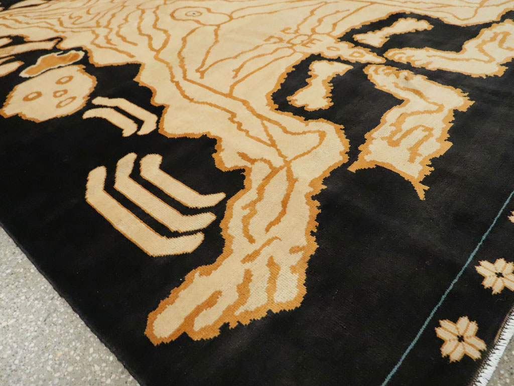 Tibetan Inspired Modern Buddhist Tantric Skeleton Ritual Rug, No.29523 - Staging