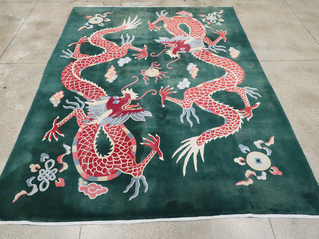 Vintage Chinese Deco Carpet, No.29530 - Staging