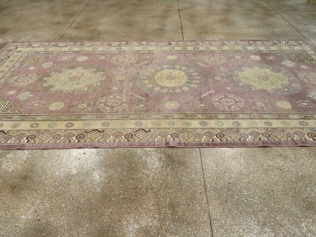Antique East Turkestan Khotan Gallery Carpet, No.29531 - Staging