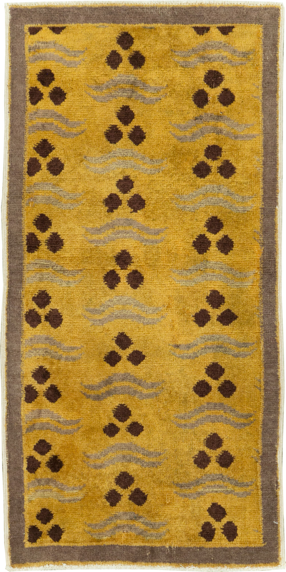 Vintage Turkish Art Deco Throw Rug, No.29545 - Staging