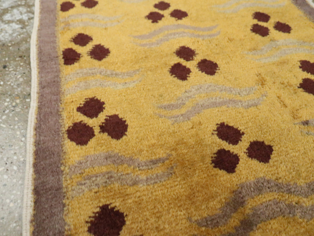 Vintage Turkish Art Deco Throw Rug, No.29545 - Staging