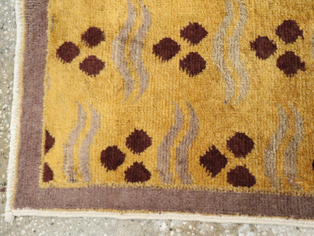 Vintage Turkish Art Deco Throw Rug, No.29545 - Staging