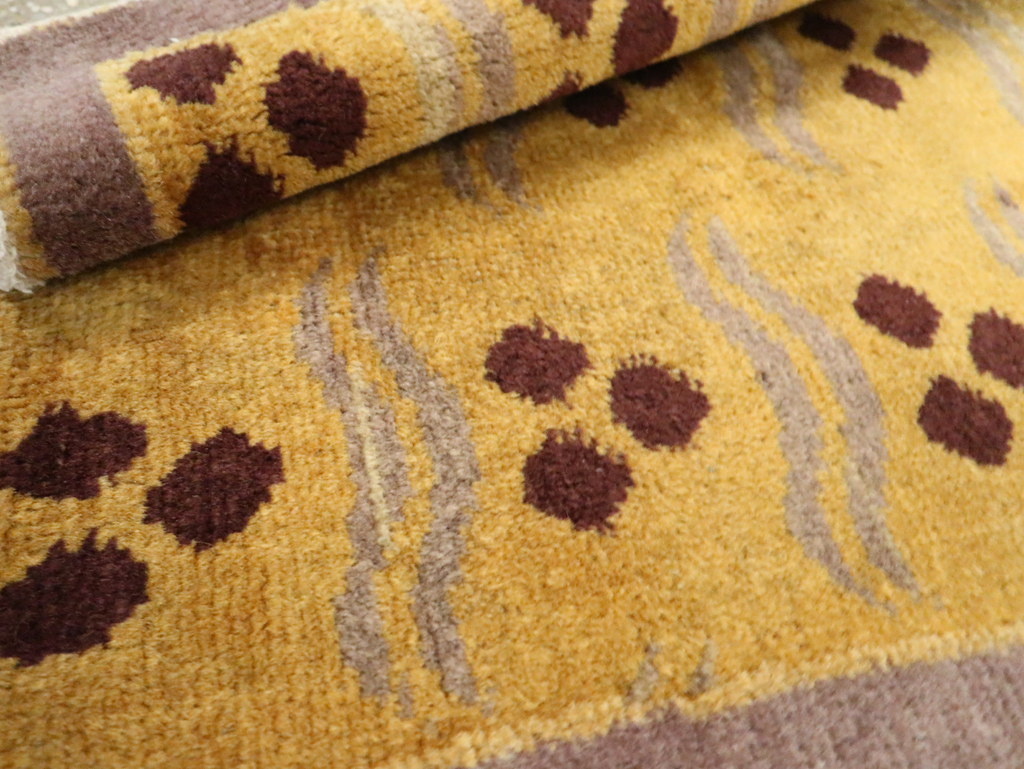 Vintage Turkish Art Deco Throw Rug, No.29545 - Staging