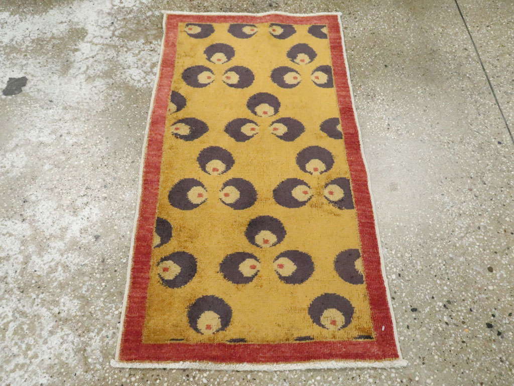 Vintage Turkish Art Deco Throw Rug, No.29549 - Staging