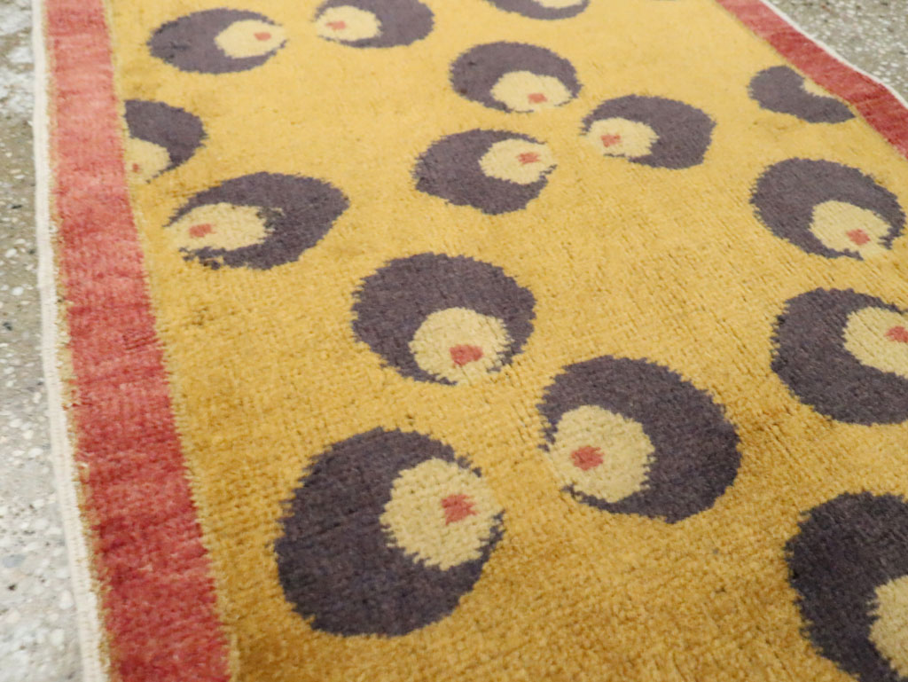 Vintage Turkish Art Deco Throw Rug, No.29549 - Staging