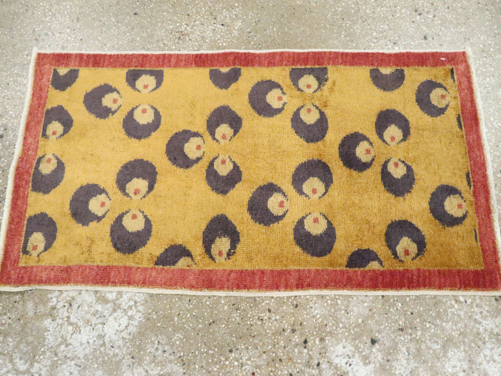 Vintage Turkish Art Deco Throw Rug, No.29549 - Staging