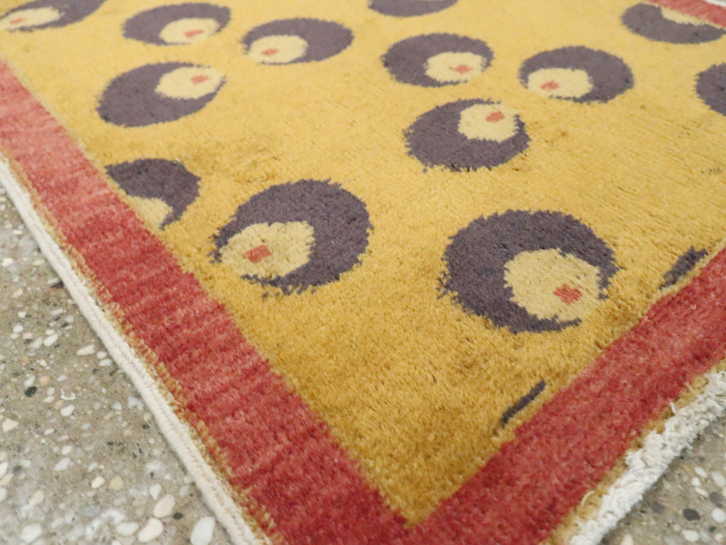 Vintage Turkish Art Deco Throw Rug, No.29549 - Staging