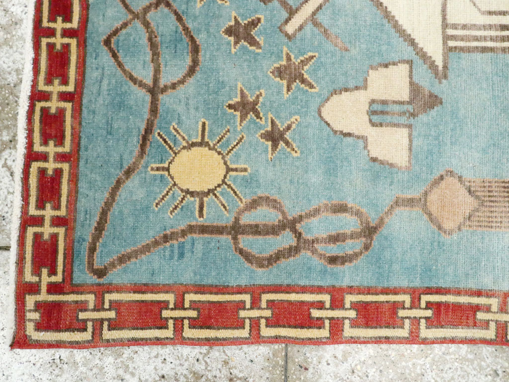 Vintage Turkish Art Deco Style Accent Rug, No.29570 - Staging