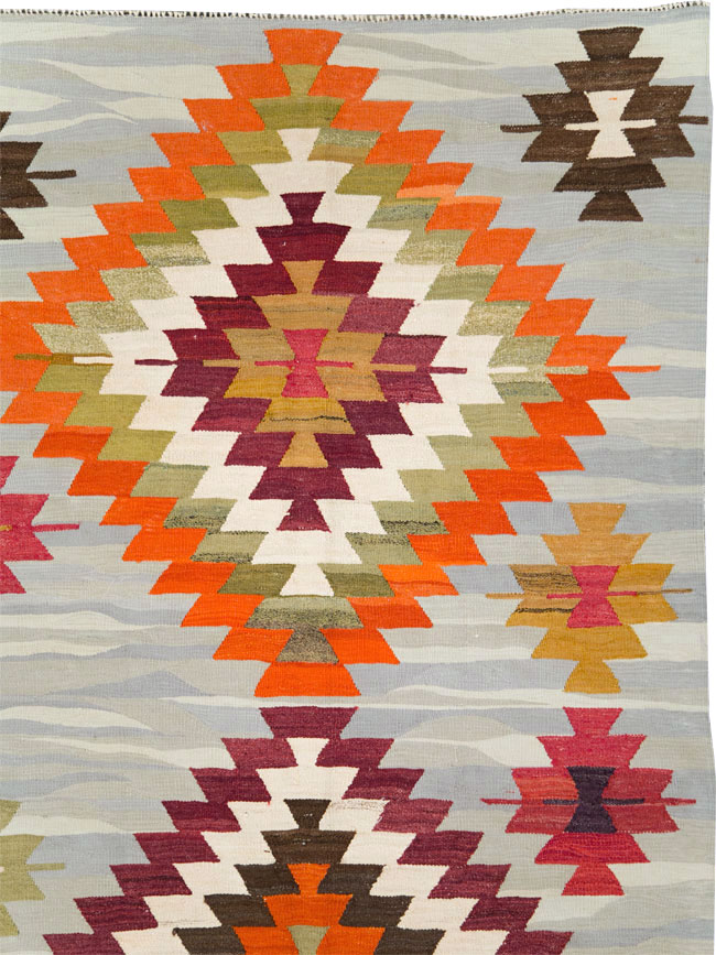 Contemporary Turkish Flat-Weave Kilim, No.29571 - Staging