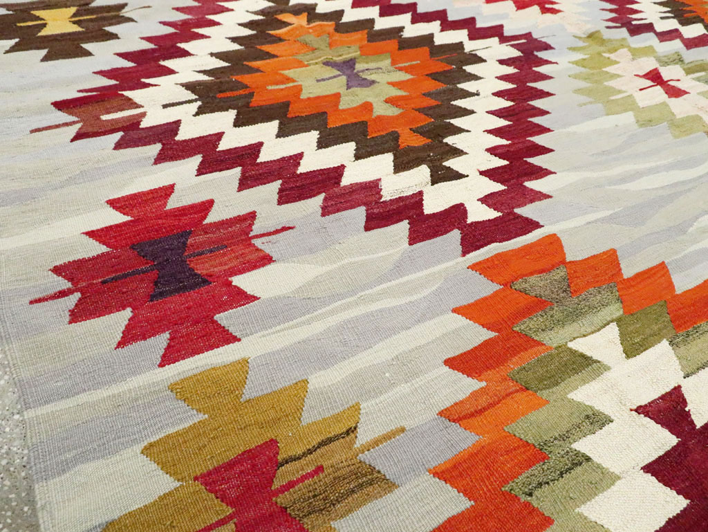 Contemporary Turkish Flat-Weave Kilim, No.29571 - Staging