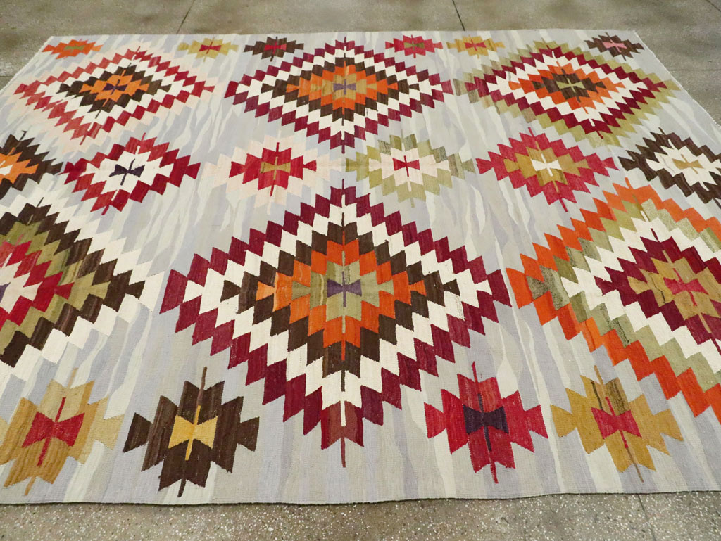 Contemporary Turkish Flat-Weave Kilim, No.29571 - Staging