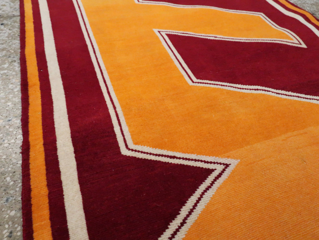 Vintage Persian Tabriz Throw Rug With Virginia Tech Logo (Pair: 1 of 2), No.29585 - Staging