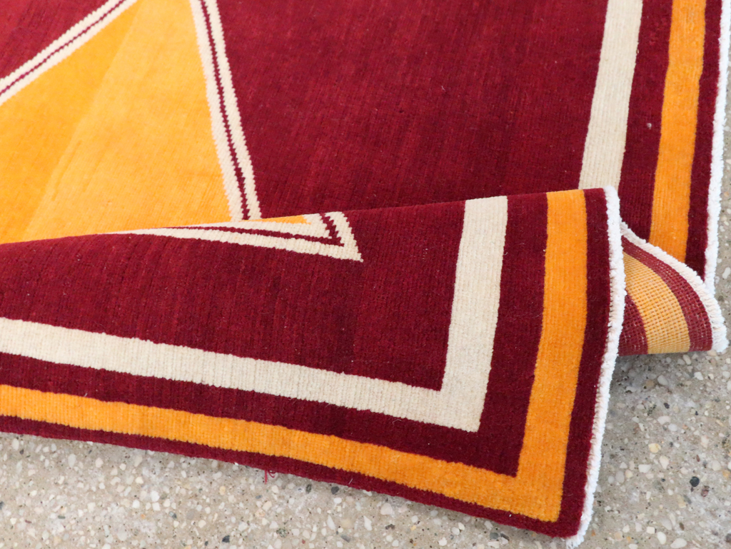 Vintage Persian Tabriz Throw Rug With Virginia Tech Logo (Pair: 1 of 2), No.29585 - Staging