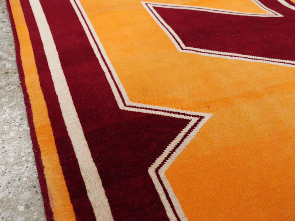 Vintage Persian Tabriz Throw Rug With Virginia Tech Logo (Pair: 2 of 2), No.29586 - Staging