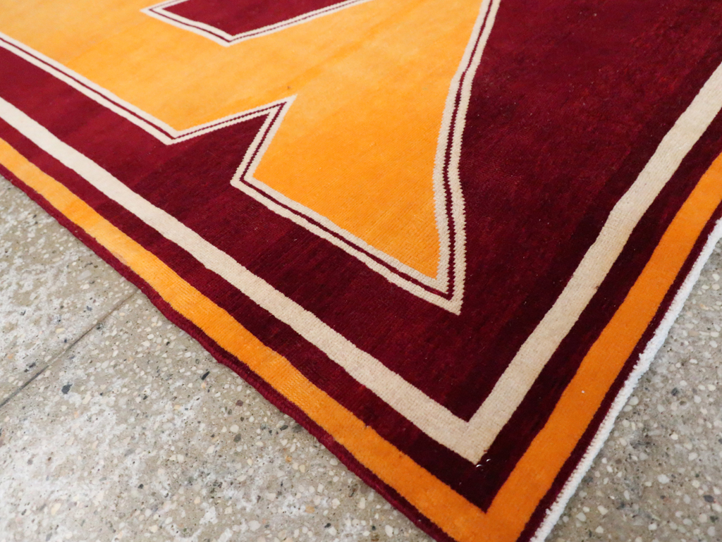 Vintage Persian Tabriz Throw Rug With Virginia Tech Logo (Pair: 2 of 2), No.29586 - Staging