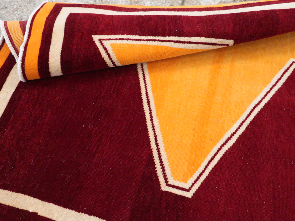 Vintage Persian Tabriz Throw Rug With Virginia Tech Logo (Pair: 2 of 2), No.29586 - Staging