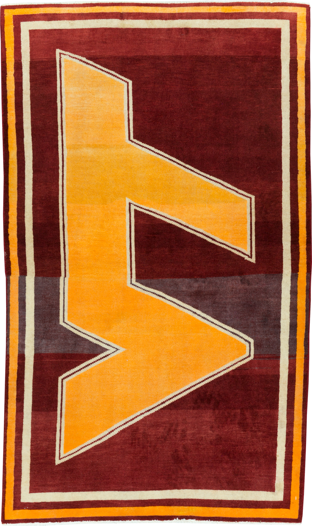 Vintage Persian Tabriz Throw Rug With Virginia Tech Logo (Pair: 1 of 2), No.29587 - Staging