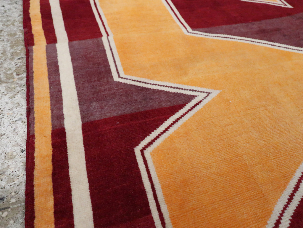 Vintage Persian Tabriz Throw Rug With Virginia Tech Logo (Pair: 1 of 2), No.29587 - Staging