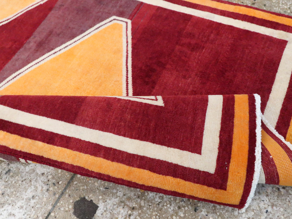 Vintage Persian Tabriz Throw Rug With Virginia Tech Logo (Pair: 1 of 2), No.29587 - Staging