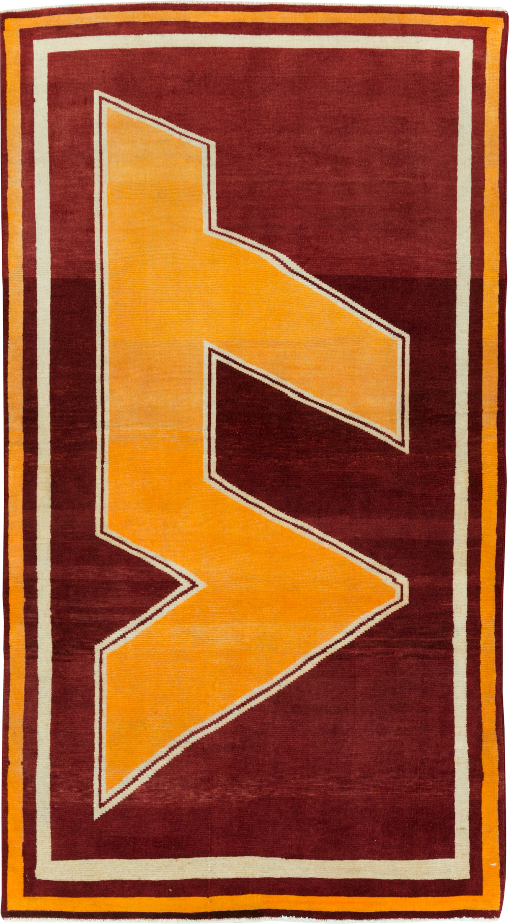 Vintage Persian Tabriz Throw Rug With Virginia Tech Logo (Pair: 2 of 2), No.29588 - Staging