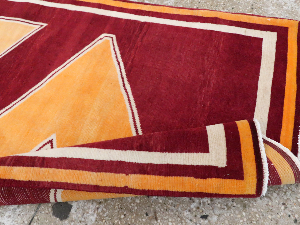Vintage Persian Tabriz Throw Rug With Virginia Tech Logo (Pair: 2 of 2), No.29588 - Staging