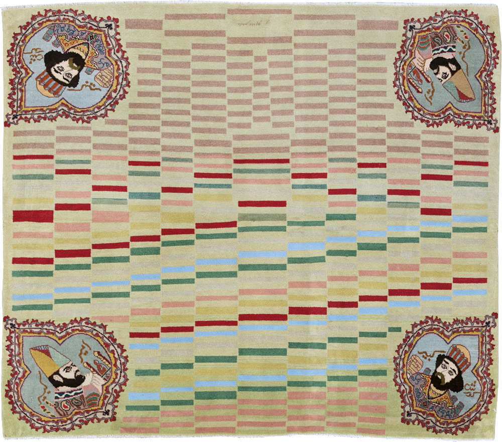 Vintage Persian Pictorial Tabriz Rug, No.29589 - Staging