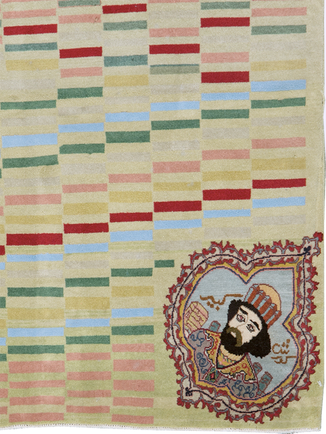 Vintage Persian Pictorial Tabriz Rug, No.29589 - Staging