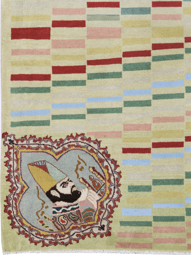 Vintage Persian Pictorial Tabriz Rug, No.29589 - Staging