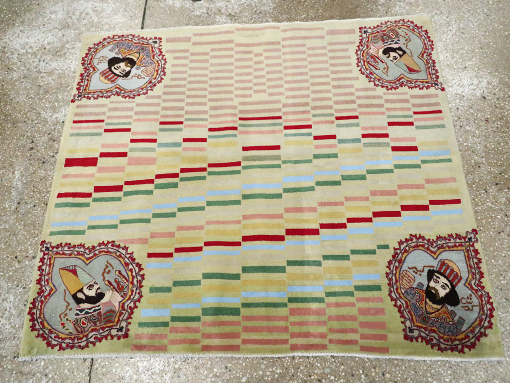 Vintage Persian Pictorial Tabriz Rug, No.29589 - Staging