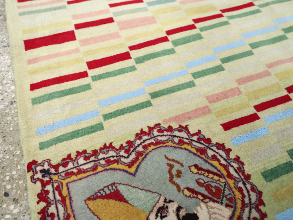 Vintage Persian Pictorial Tabriz Rug, No.29589 - Staging