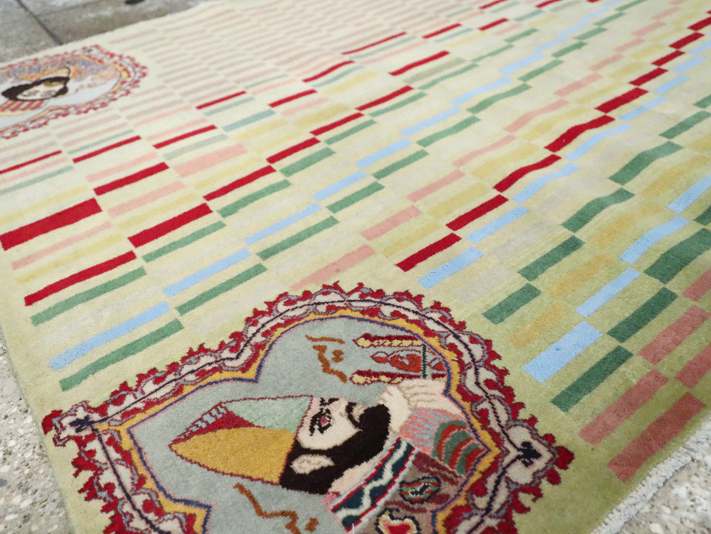 Vintage Persian Pictorial Tabriz Rug, No.29589 - Staging