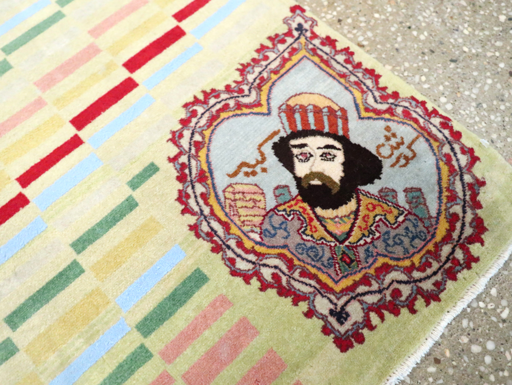 Vintage Persian Pictorial Tabriz Rug, No.29589 - Staging