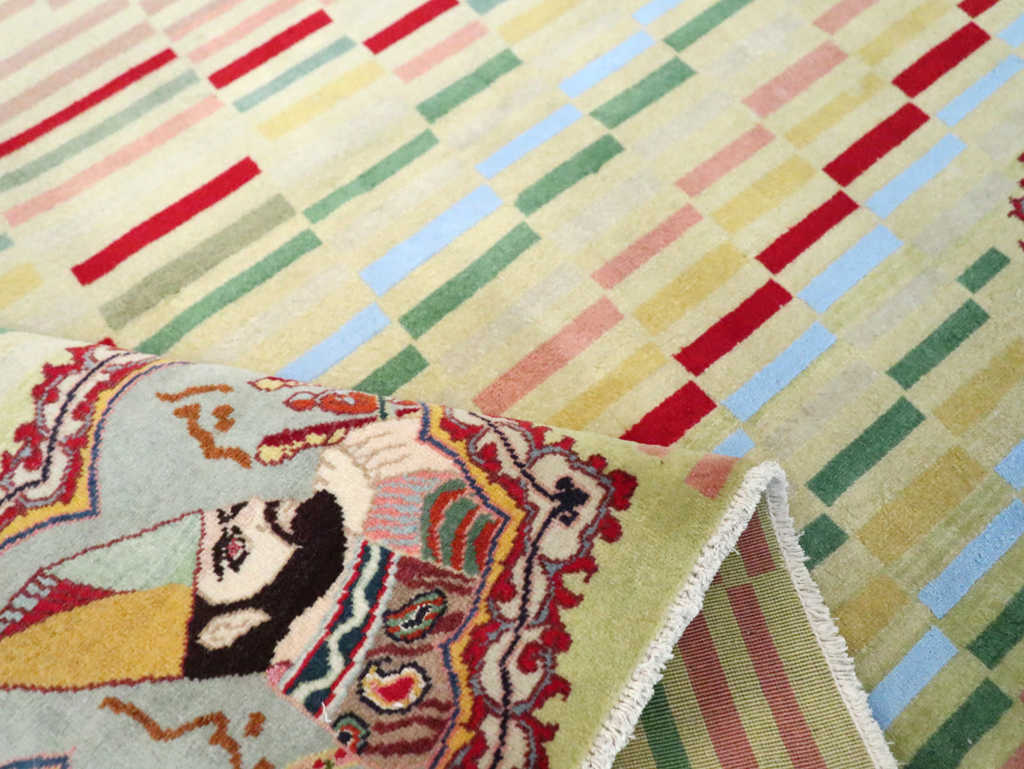 Vintage Persian Pictorial Tabriz Rug, No.29589 - Staging