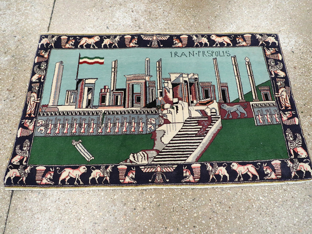 Modern Persian Tabriz Pictorial Rug (Pair: 2 of 2), No.29590 - Staging