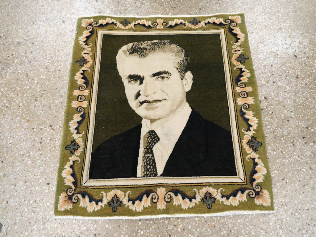 Vintage Persian Pictorial Tabriz Rug, No.29591 - Staging