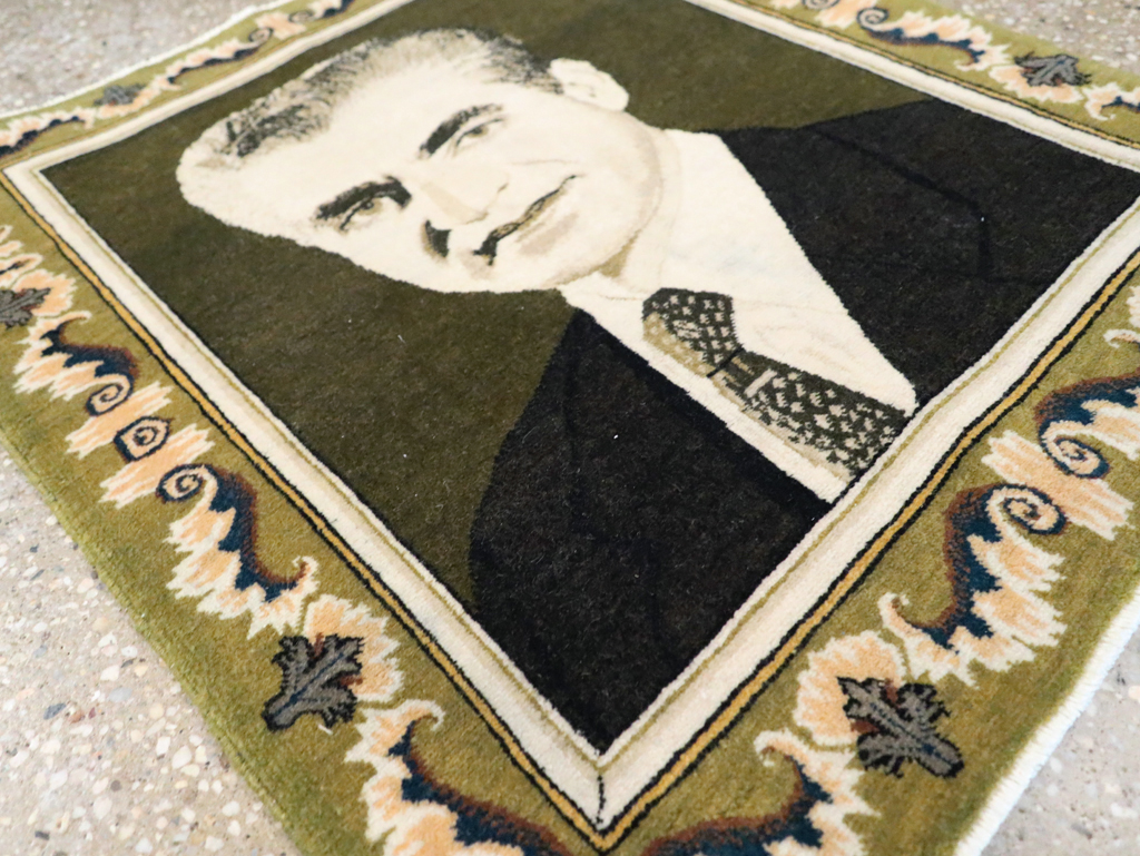 Vintage Persian Pictorial Tabriz Rug, No.29591 - Staging