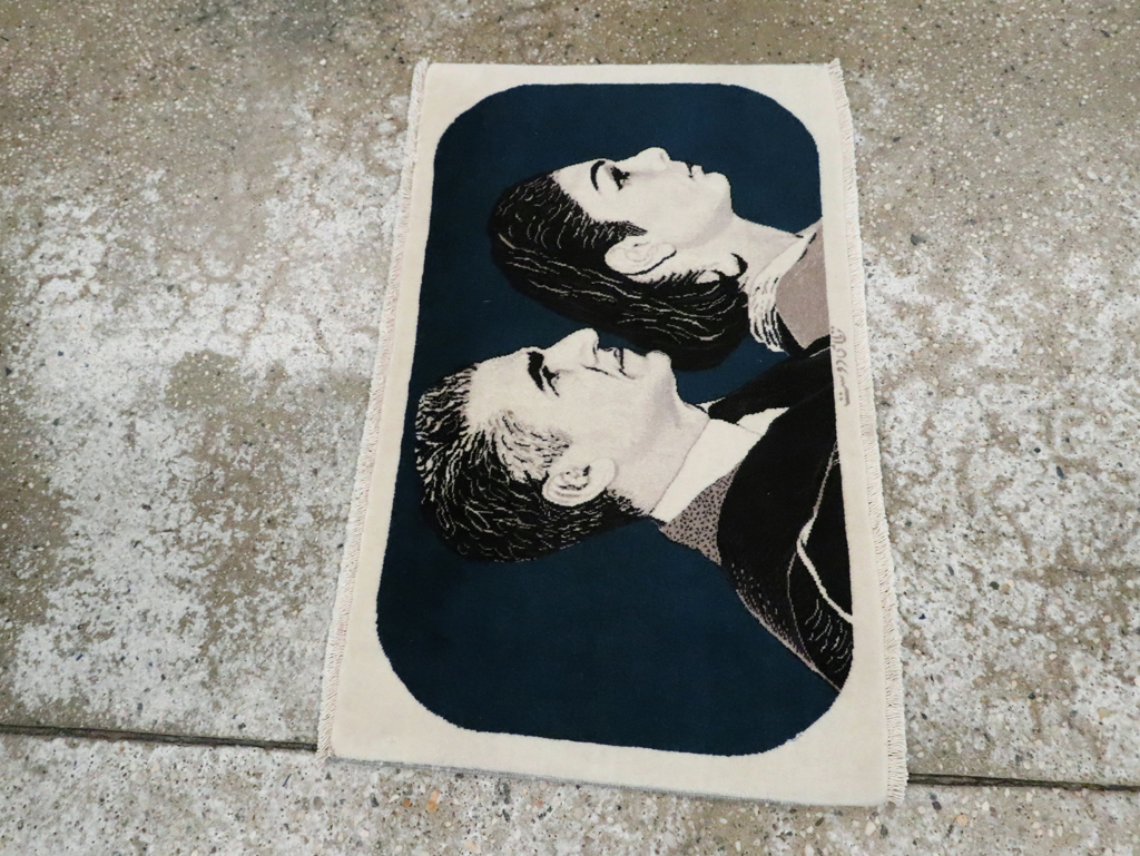 Vintage Persian Tabriz Pictorial Rug, No.29593 - Staging