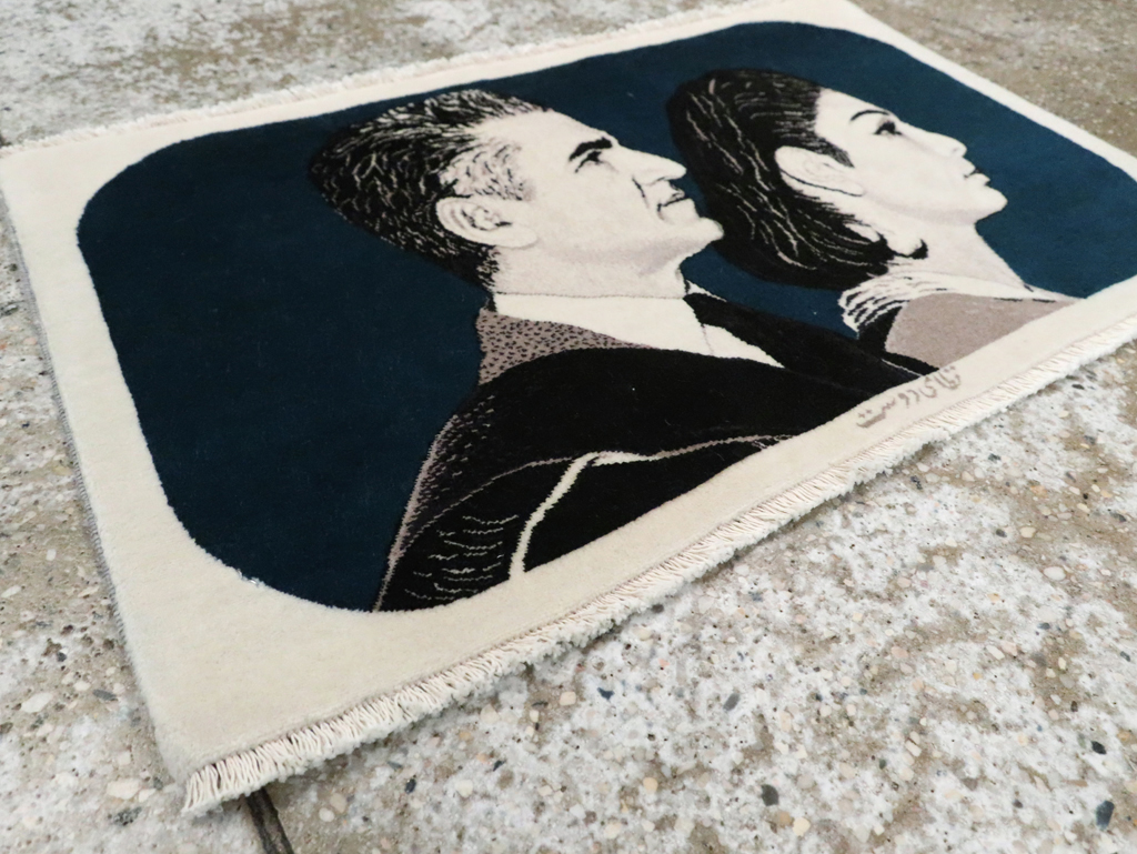 Vintage Persian Tabriz Pictorial Rug, No.29593 - Staging