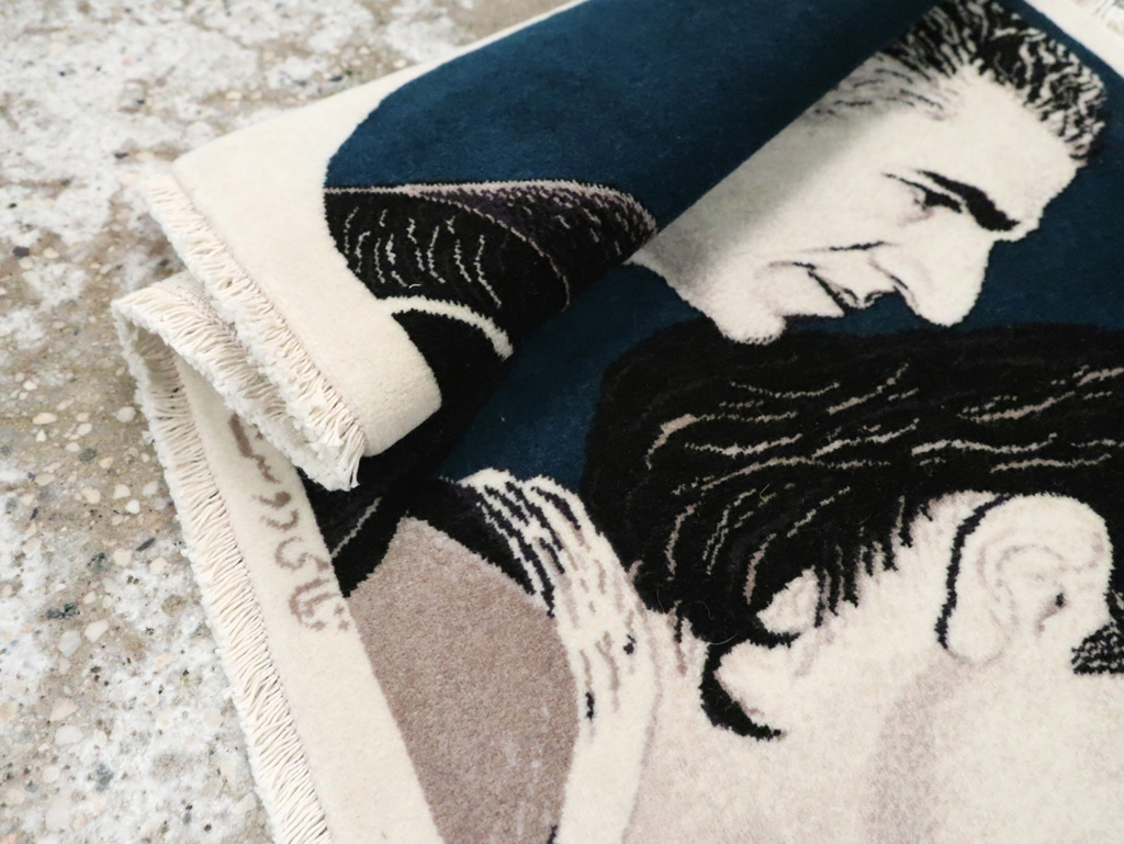 Vintage Persian Tabriz Pictorial Rug, No.29593 - Staging