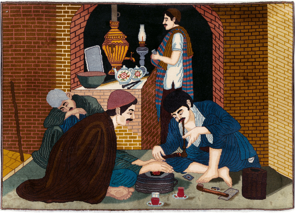 Vintage Pictorial Tabriz Rug, No.29594 - Staging