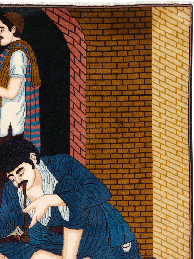 Vintage Pictorial Tabriz Rug, No.29594 - Staging