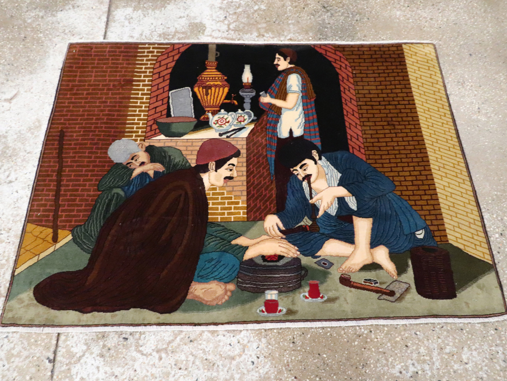 Vintage Pictorial Tabriz Rug, No.29594 - Staging