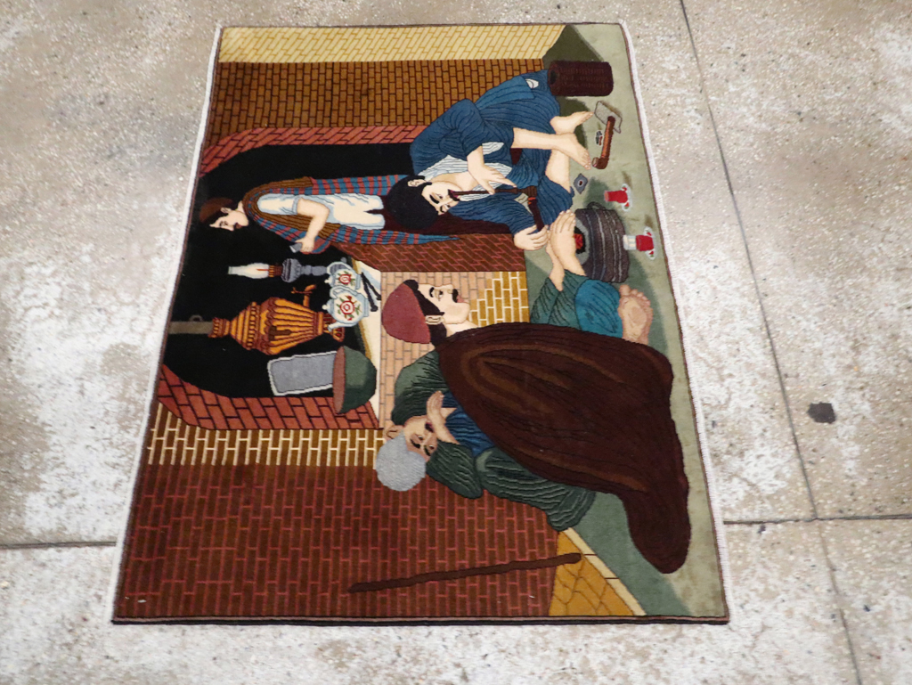 Vintage Pictorial Tabriz Rug, No.29594 - Staging