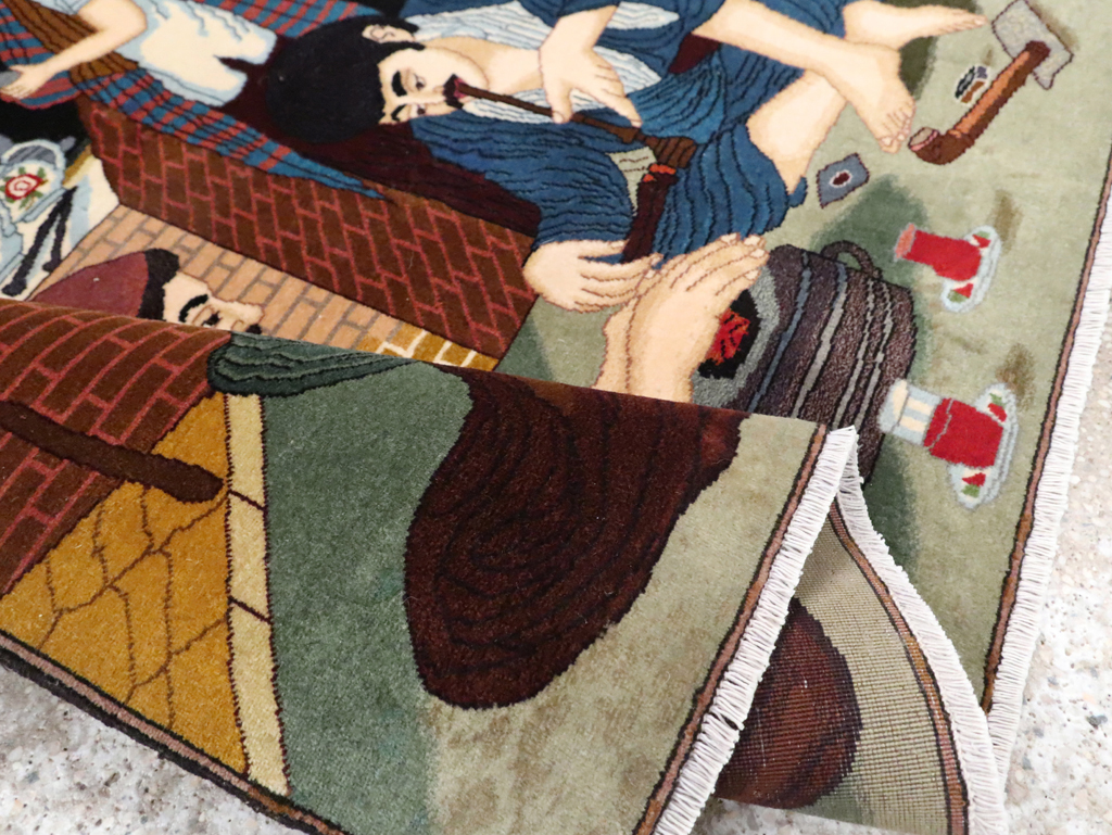 Vintage Pictorial Tabriz Rug, No.29594 - Staging