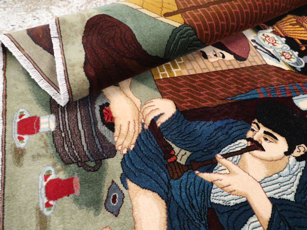 Vintage Pictorial Tabriz Rug, No.29594 - Staging